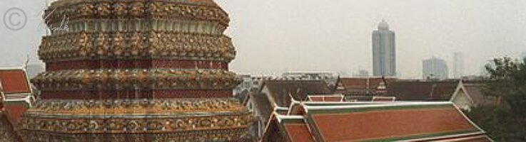 Blick von einem Prang im Wat Pho